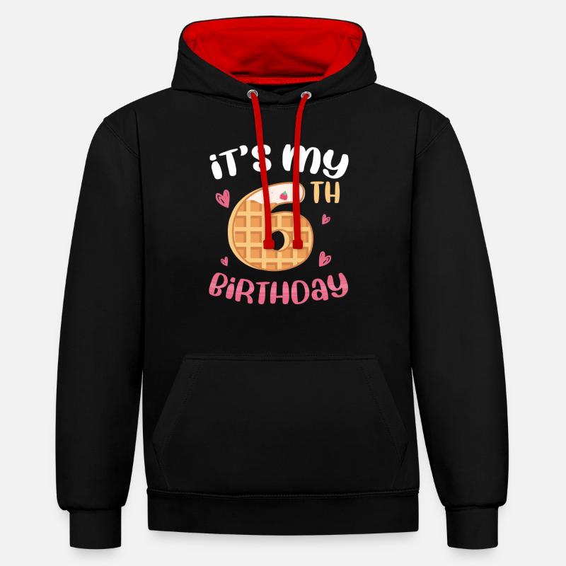 Gaufre du 6e anniversaire - Sweat à capuche contrasté - noir/rouge