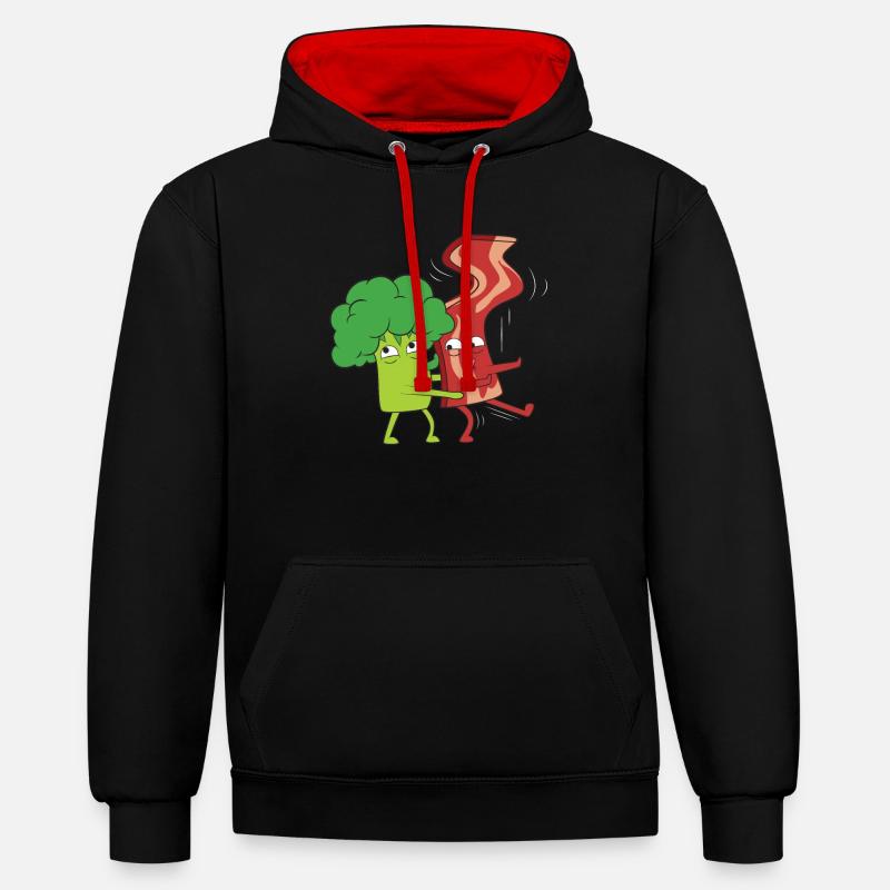 Brocolli Bacon Amour - Sweat à capuche contrasté - noir/rouge