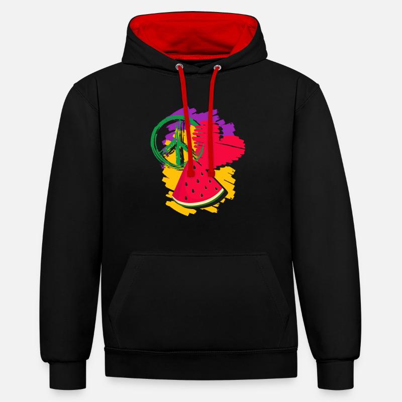 Pastèque - Sweat à capuche contrasté - noir/rouge