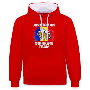 Andorra Trink Team - Kontrast-Hoodie - Rot/Weiß - Vorne - Liana (172cm) & Jaron (178cm)