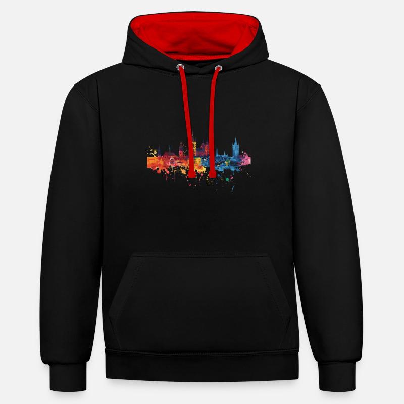 Senftenberg - Sweat à capuche contrasté - noir/rouge