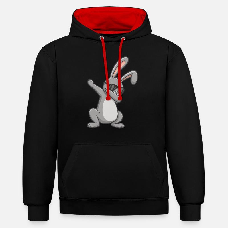 Lapin de Pâques Dab Pâques - Sweat à capuche contrasté - noir/rouge