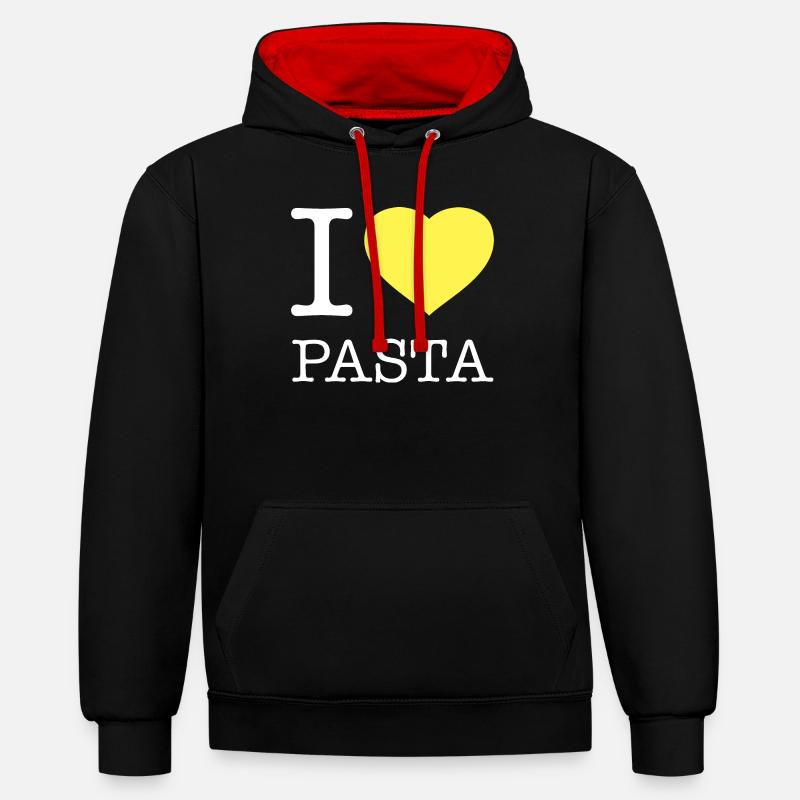 J’ADORE LES PÂTES - Sweat à capuche contrasté - noir/rouge