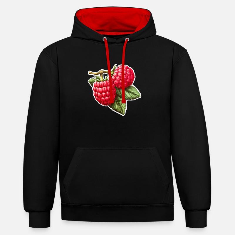Framboise Double Fruit - Sweat à capuche contrasté - noir/rouge