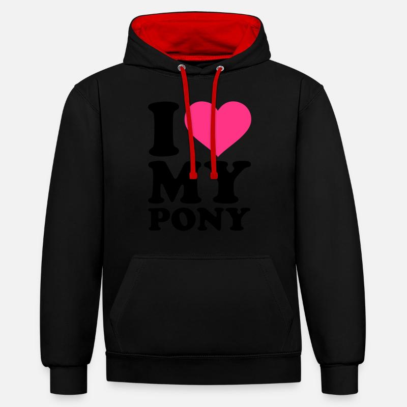 I love my Pony - Sweat à capuche contrasté - noir/rouge