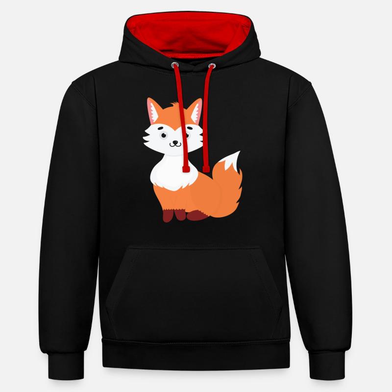 Renard - Sweat à capuche contrasté - noir/rouge