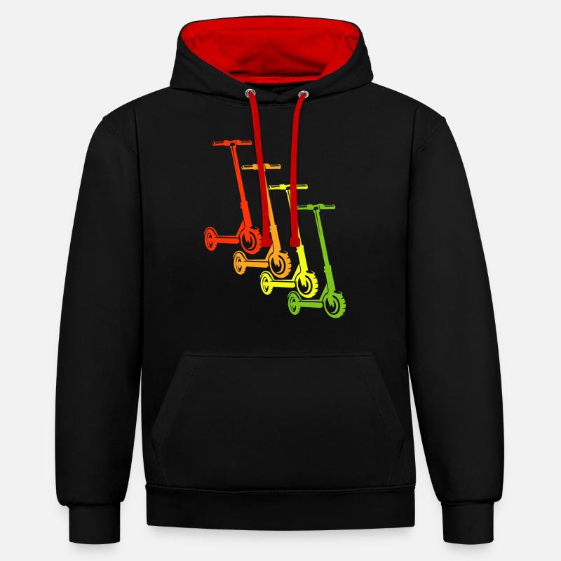E-Scooter E-Roller Scooter - Sweat à capuche contrasté - noir/rouge