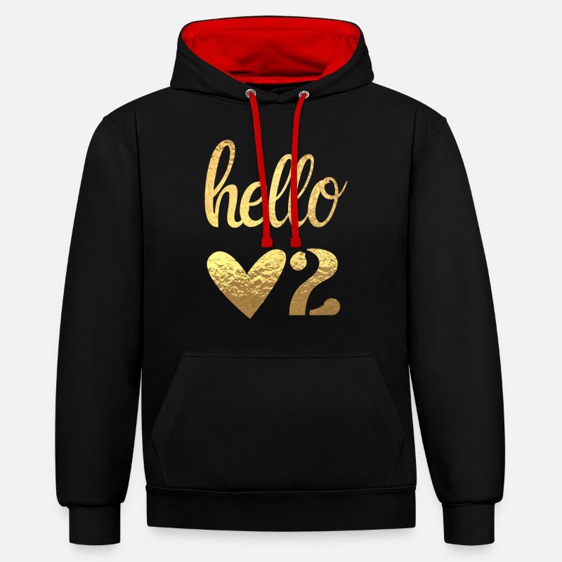 Hello 2 - Sweat à capuche contrasté - noir/rouge
