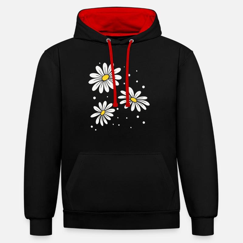 Pois marguerite - Sweat à capuche contrasté - noir/rouge