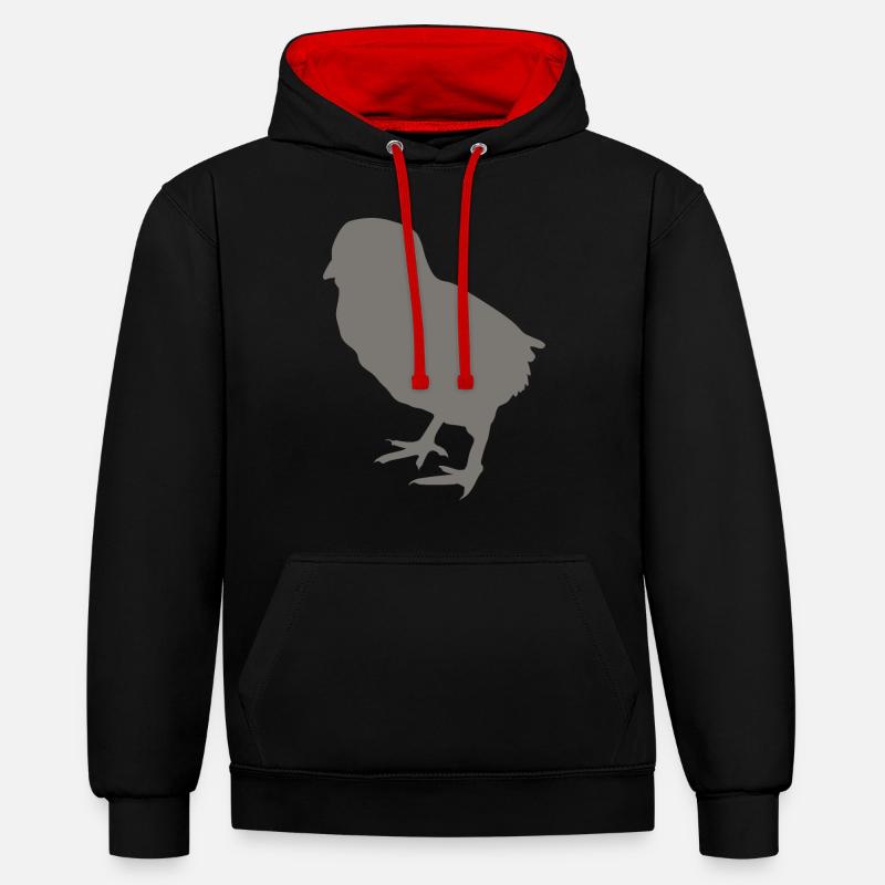 poussin - Sweat à capuche contrasté - noir/rouge