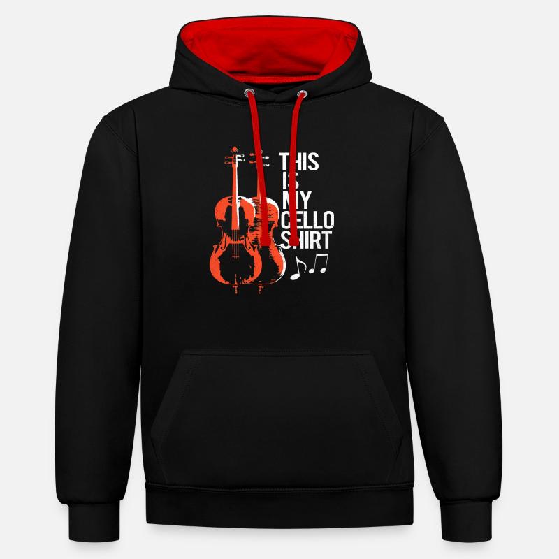 Violoncelle - Sweat à capuche contrasté - noir/rouge
