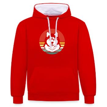 Malamute sled dog - Contrast hoodie - red/white - Front - Liana (172cm) & Jaron (178cm)