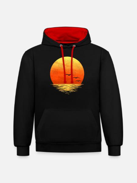 Sunset - Contrast hoodie - black/red