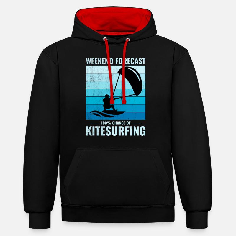 Kitesurf Kiteboard Kiteboarder Kitesurf - Sweat à capuche contrasté - noir/rouge