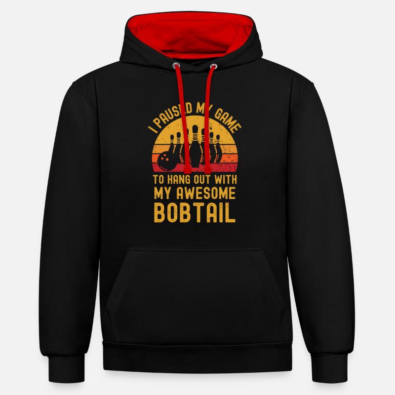 Bowling et Bobtail - Sweat à capuche contrasté - noir/rouge