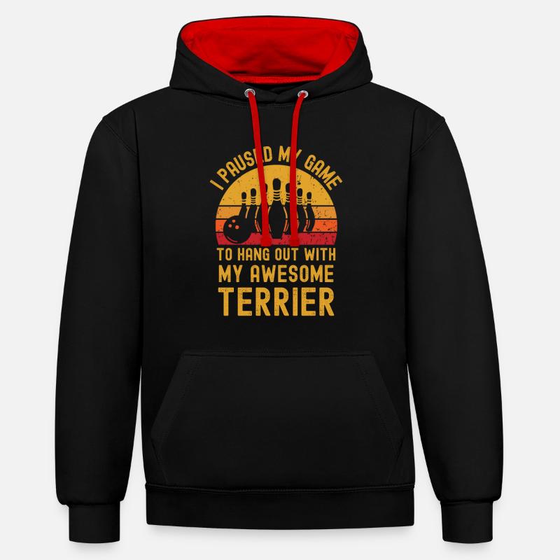 Bowling et terriers - Sweat à capuche contrasté - noir/rouge