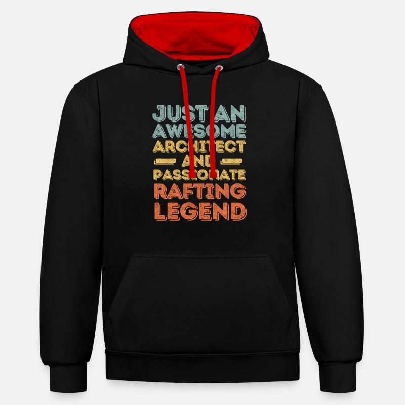 Architecte Rafting rétro - Sweat à capuche contrasté - noir/rouge