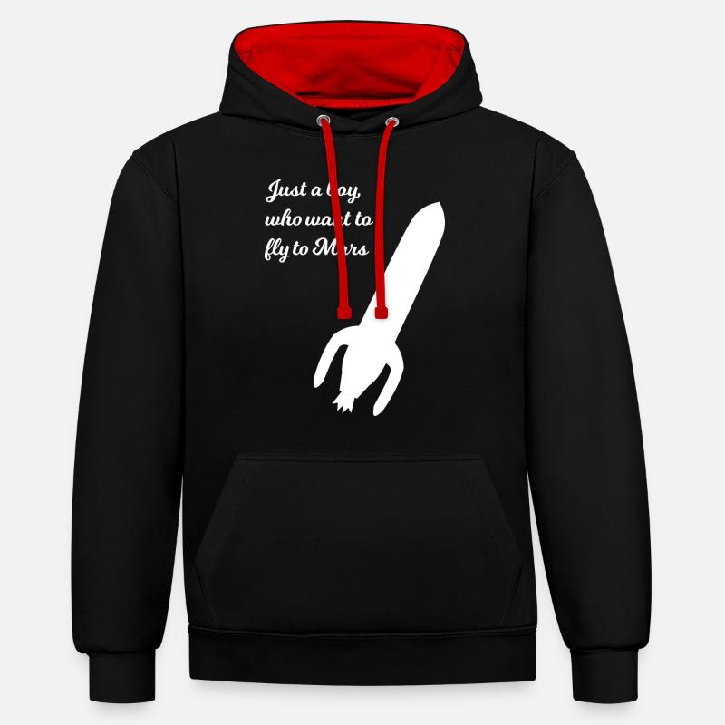 Expédition dans l’espace - Sweat à capuche contrasté - noir/rouge