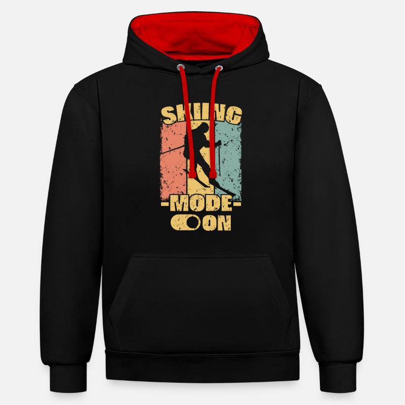 Ski rétro - Sweat à capuche contrasté - noir/rouge