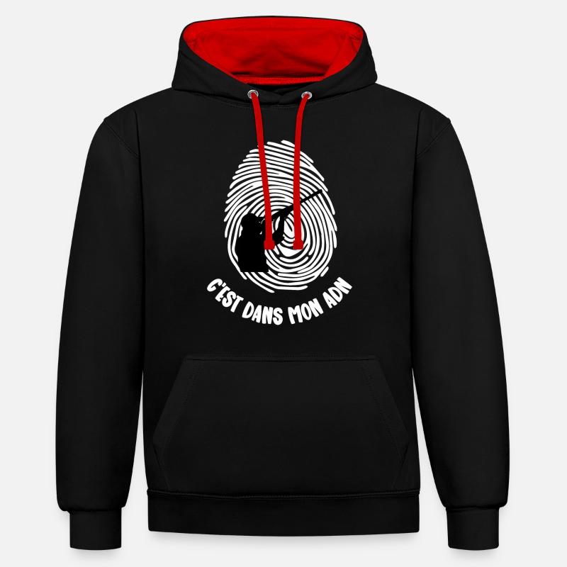 dans mon adn - Sweat à capuche contrasté - noir/rouge