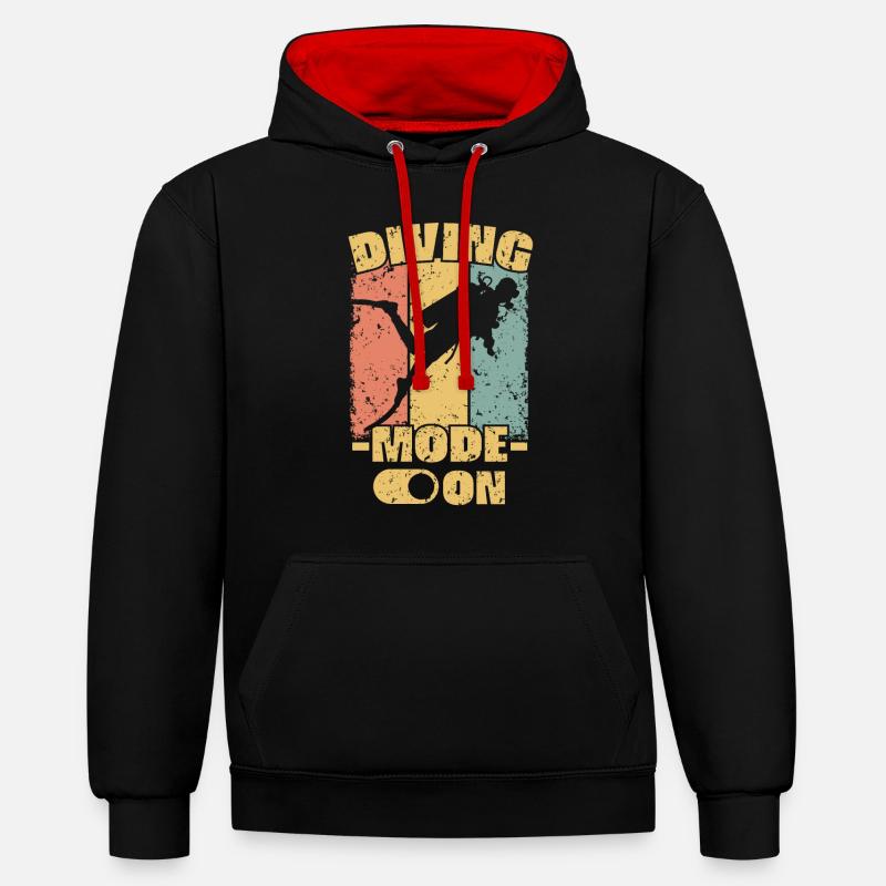 Plongée rétro - Sweat à capuche contrasté - noir/rouge