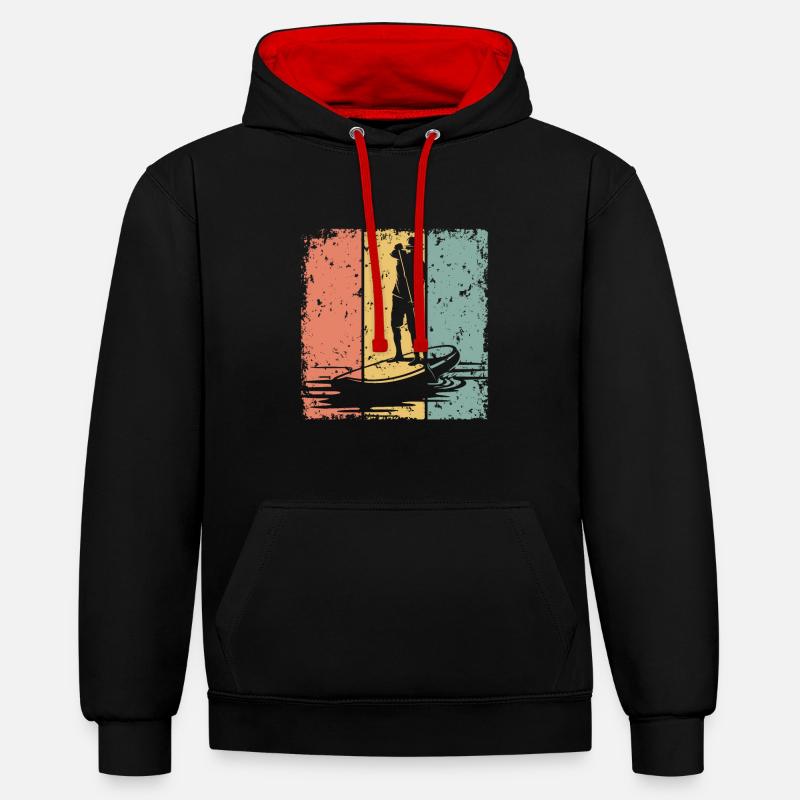 Paddleboard rétro - Sweat à capuche contrasté - noir/rouge
