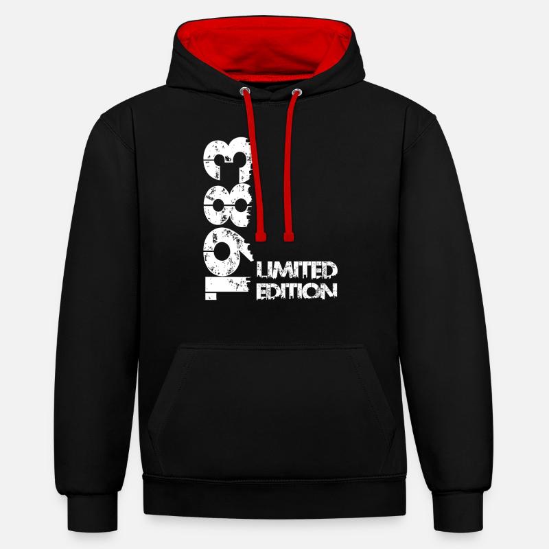 Edition limitée 1983 - Sweat à capuche contrasté - noir/rouge