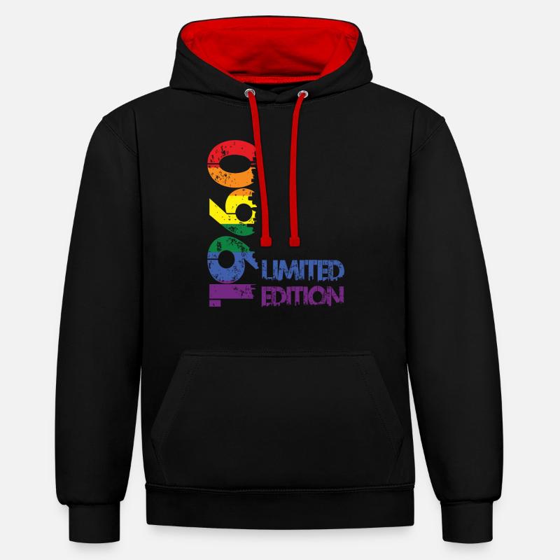 Édition limitée 1960 - Sweat à capuche contrasté - noir/rouge
