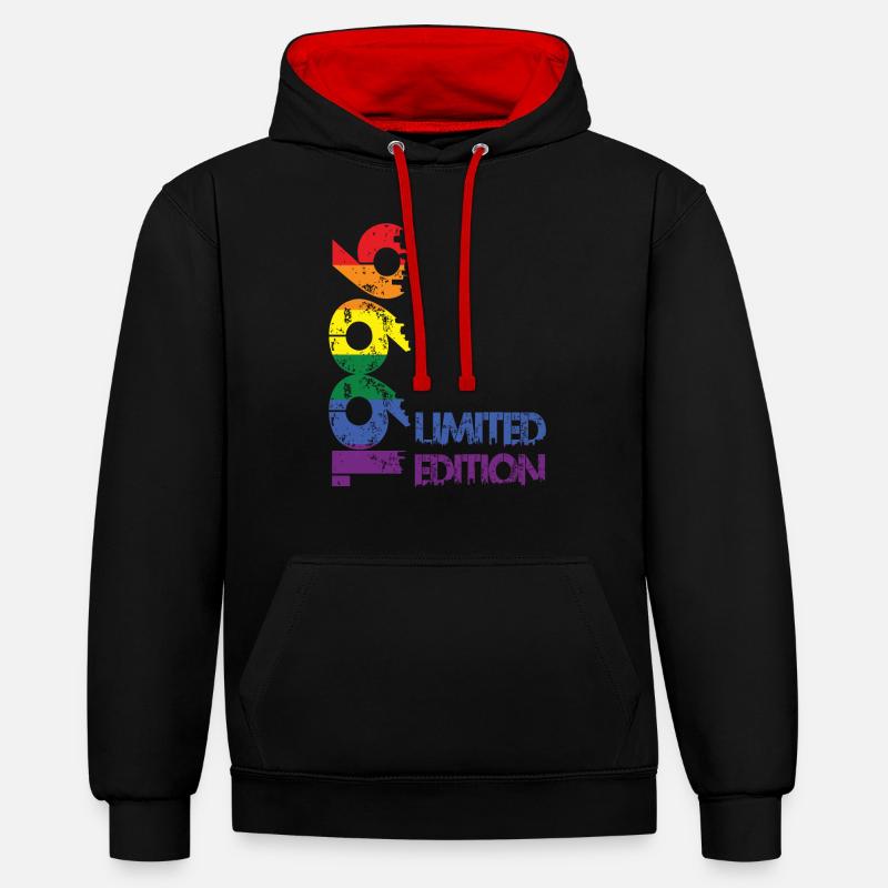 Édition limitée 1996 - Sweat à capuche contrasté - noir/rouge