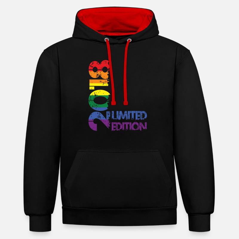 Édition limitée 2018 - Sweat à capuche contrasté - noir/rouge