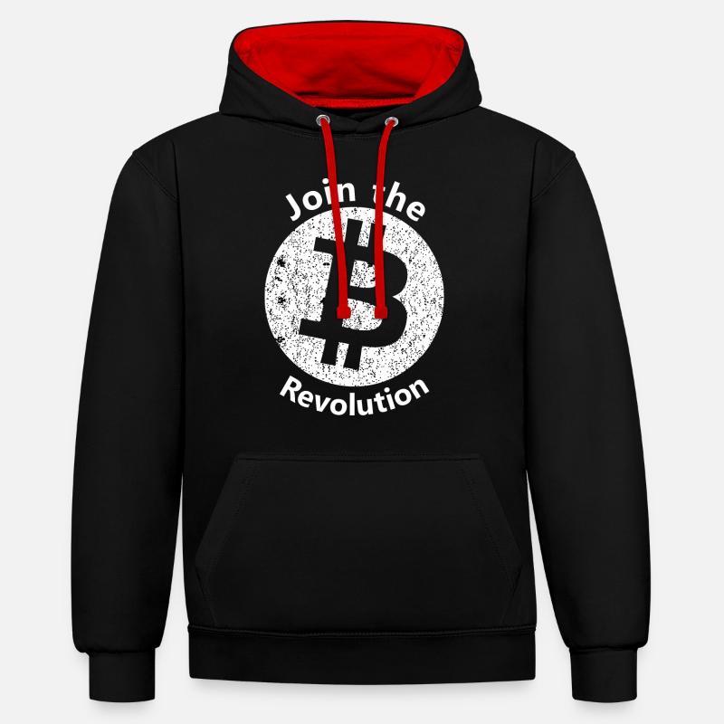 L’ère du bitcoin - Sweat à capuche contrasté - noir/rouge