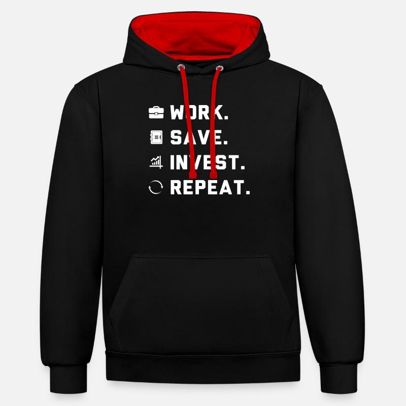 Work. Save. Invest. Repeat. - Sweat à capuche contrasté - noir/rouge