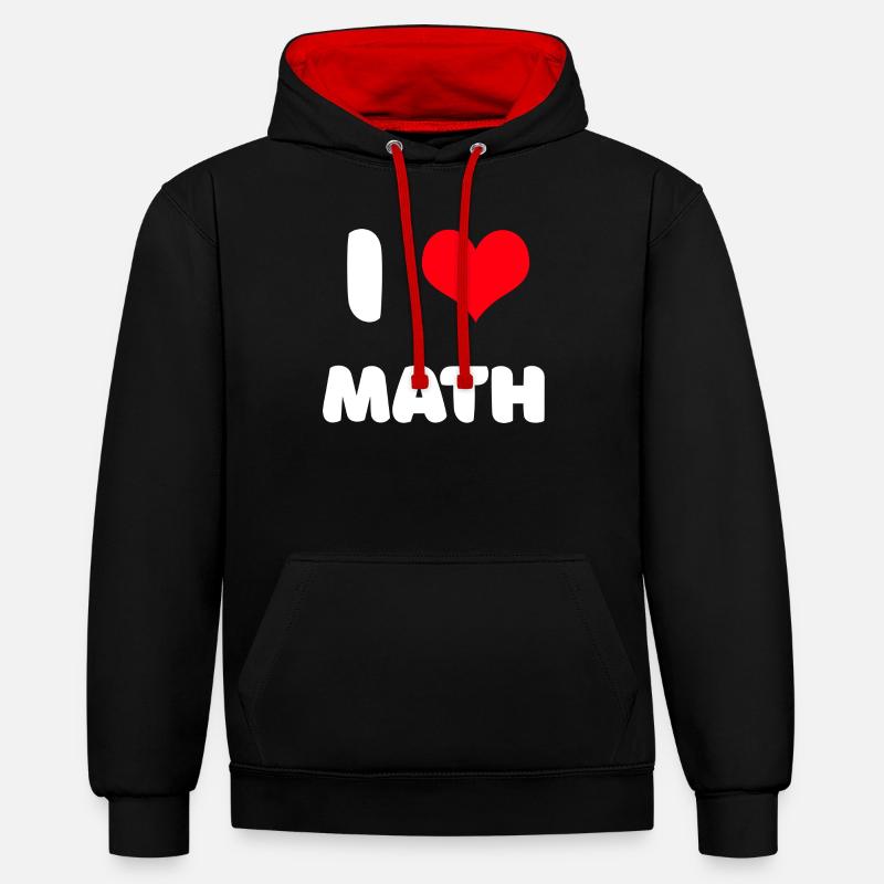 J'adore les maths - Sweat à capuche contrasté - noir/rouge