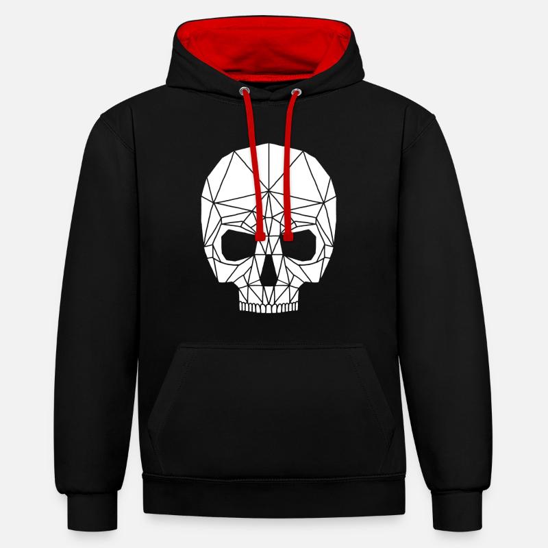 Crâne robotique blanc - Sweat à capuche contrasté - noir/rouge