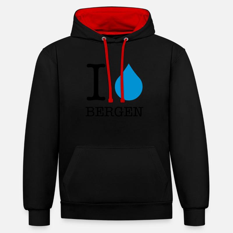 J’ADORE BERGEN - Sweat à capuche contrasté - noir/rouge
