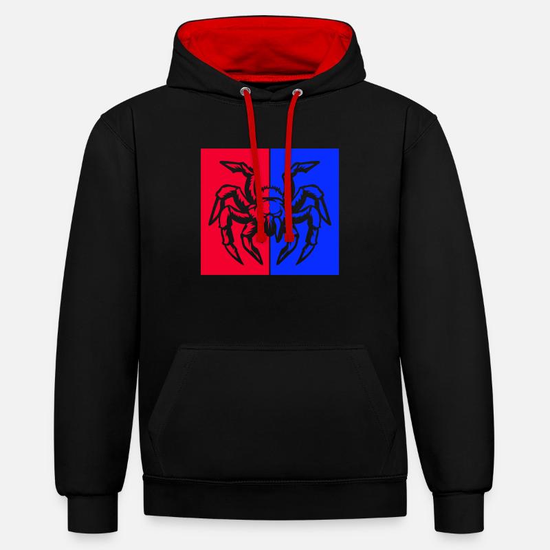 araignée araignée - Sweat à capuche contrasté - noir/rouge