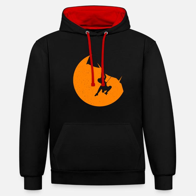 Escalade de rocher - Sweat à capuche contrasté - noir/rouge