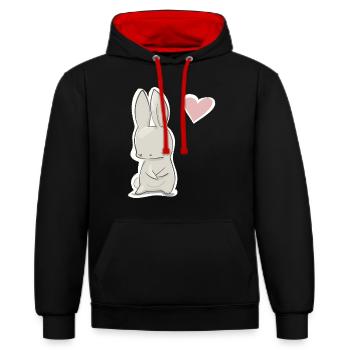 Lièvre - Sweat à capuche contrasté - noir/rouge - Devant - Anna (173cm) & Nico (186cm)