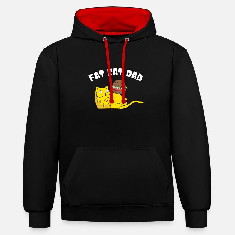 Obésité du gros chat - Sweat à capuche contrasté - noir/rouge