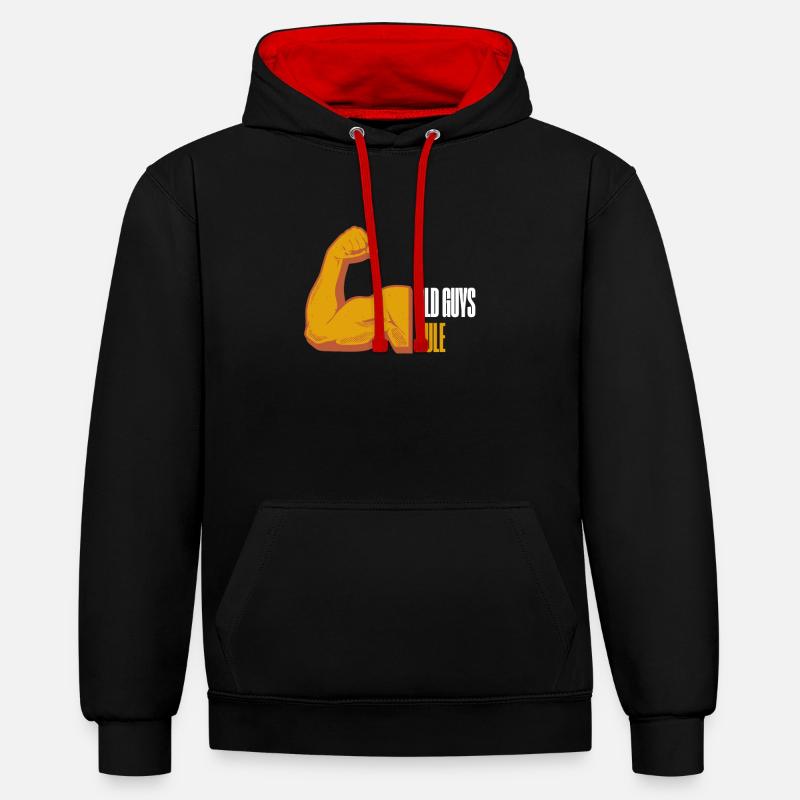 Retraite- - Sweat à capuche contrasté - noir/rouge