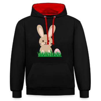 Hare - Contrast hoodie - black/red - Front - Anna (173cm) & Nico (186cm)