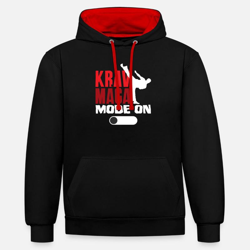 Mode Krav Maga activé - Sweat à capuche contrasté - noir/rouge