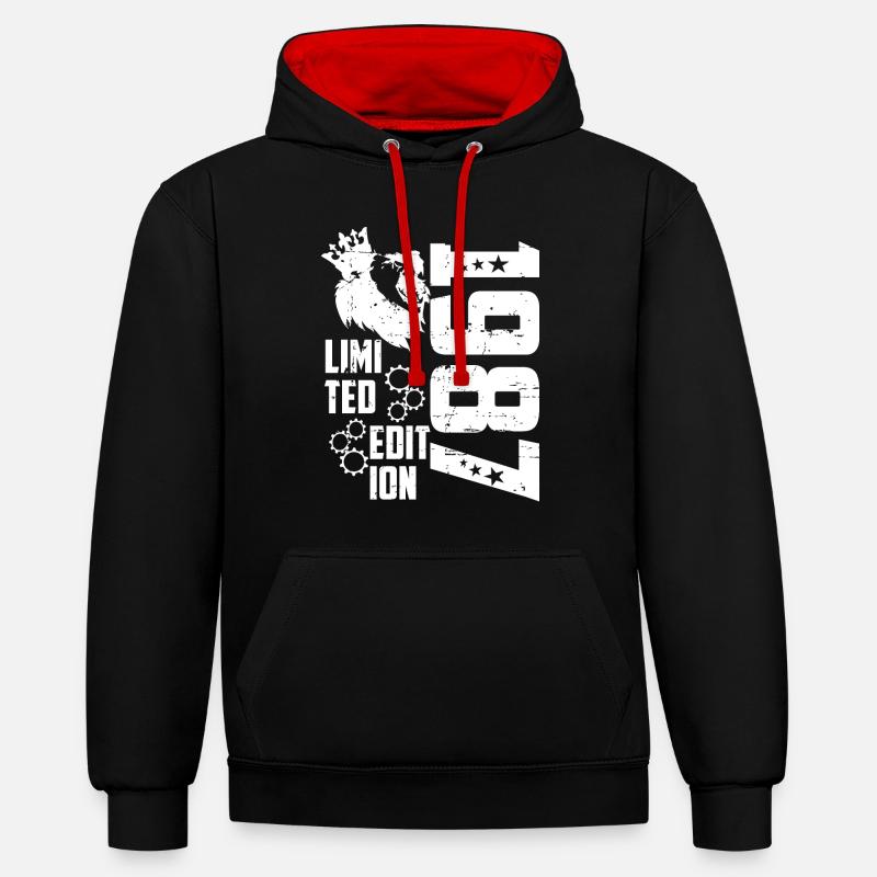 1987 Born Édition Limitée - Sweat à capuche contrasté - noir/rouge