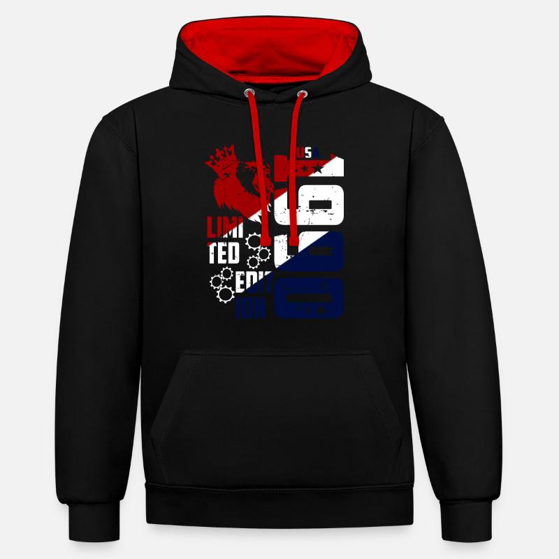 1990 Naissance aux États-Unis - Sweat à capuche contrasté - noir/rouge