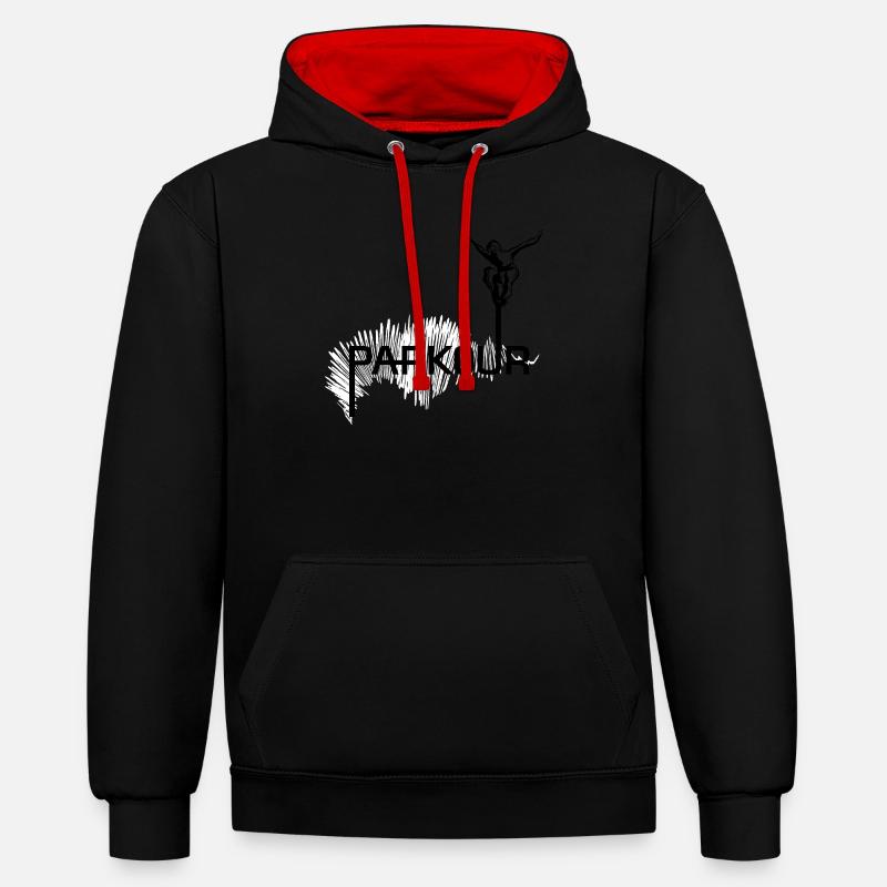 Parkour Ninja - noir-blanc - Sweat à capuche contrasté - noir/rouge