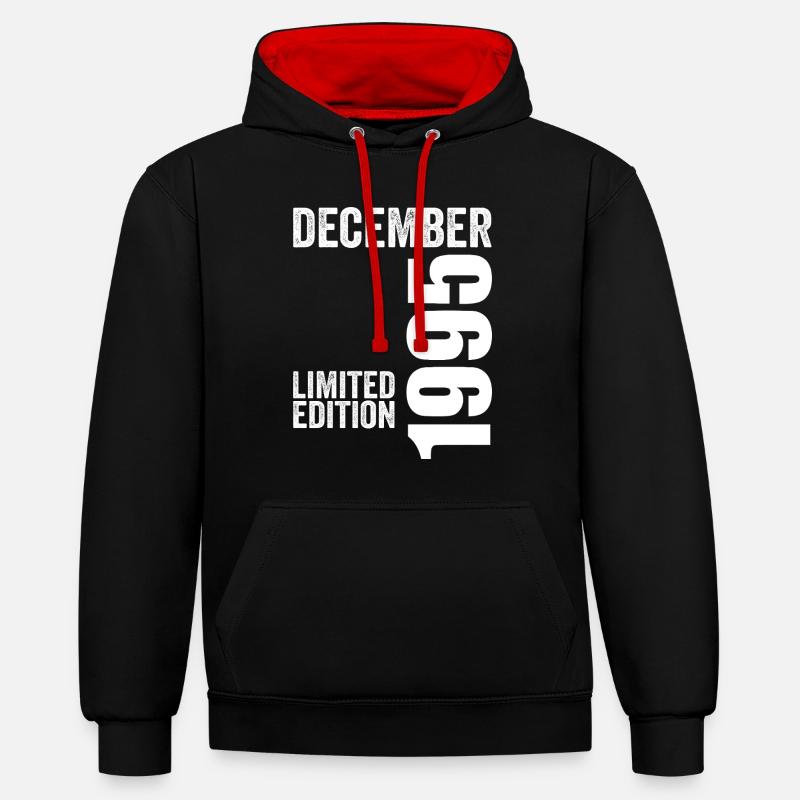 Cadeau Anniversaire Rétro - Décembre 1995 - Sweat à capuche contrasté - noir/rouge
