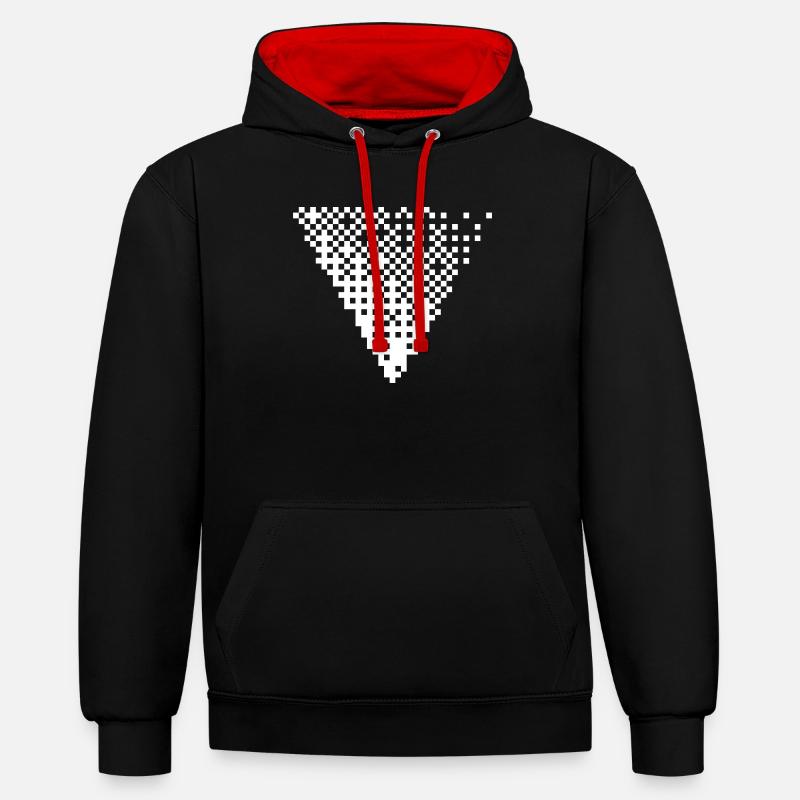 Triangular Halftone Pixel Grid - Contrast hoodie - black/red