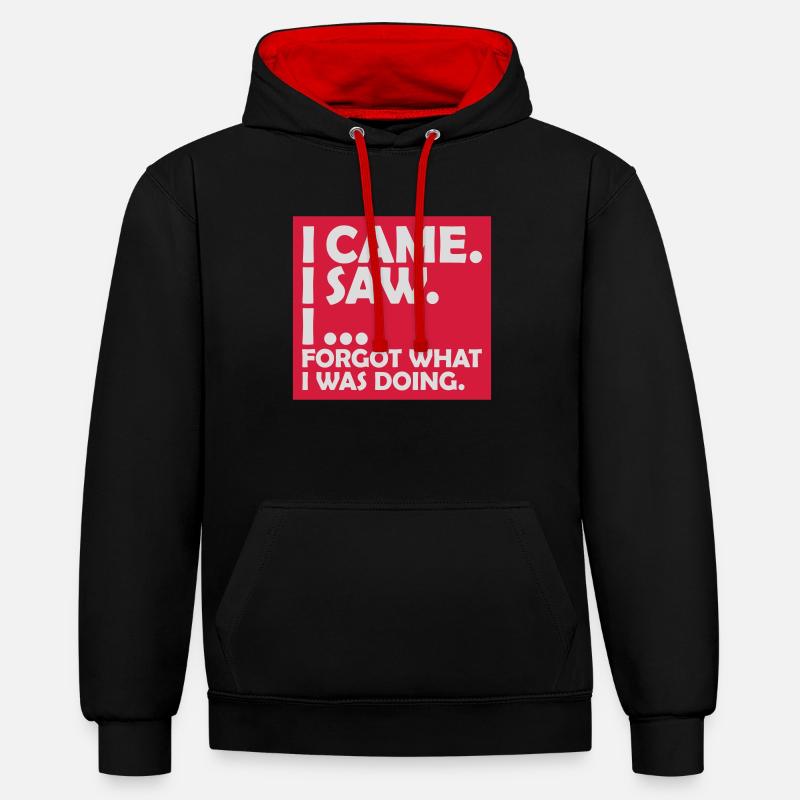 Je suis venu voir oublier - Sweat à capuche contrasté - noir/rouge