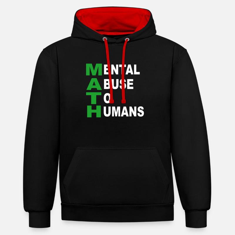 Dicton mathématique - Sweat à capuche contrasté - noir/rouge