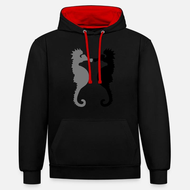 seepferdchen - Kontrast-Hoodie - Schwarz/Rot